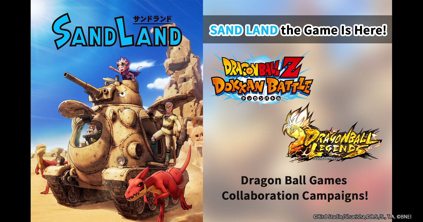 SAND LAND le jeu est sorti aujourd'hui ! Les campagnes de Collaboration de Dragon Ball Games sont en cours !