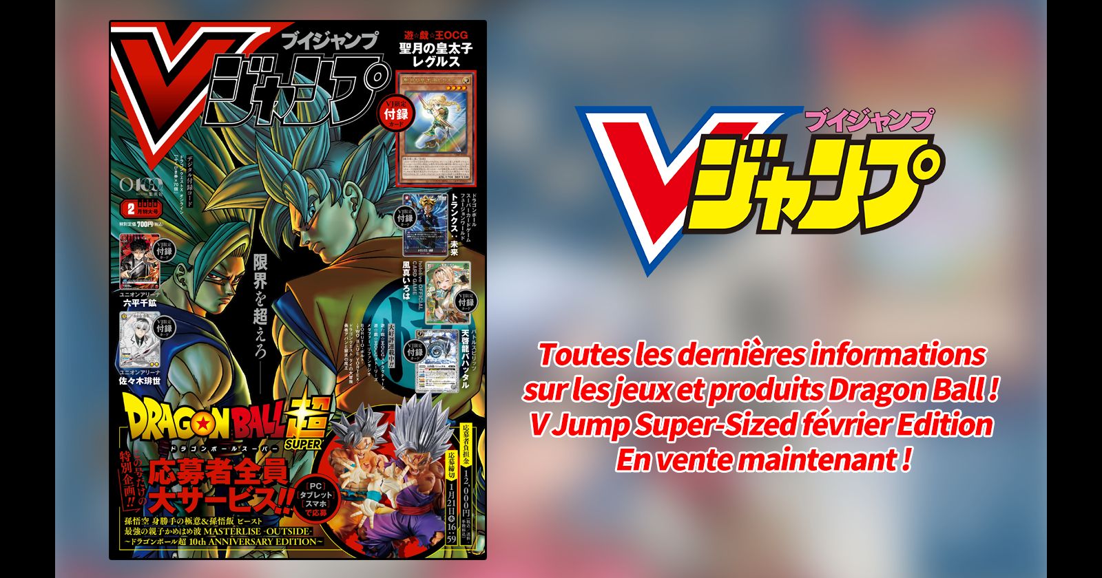 Retrouvez toutes les dernières infos sur les jeux et produits Dragon Ball dans le numéro de février de V Jump, un numéro spécial et bourré d'informations !