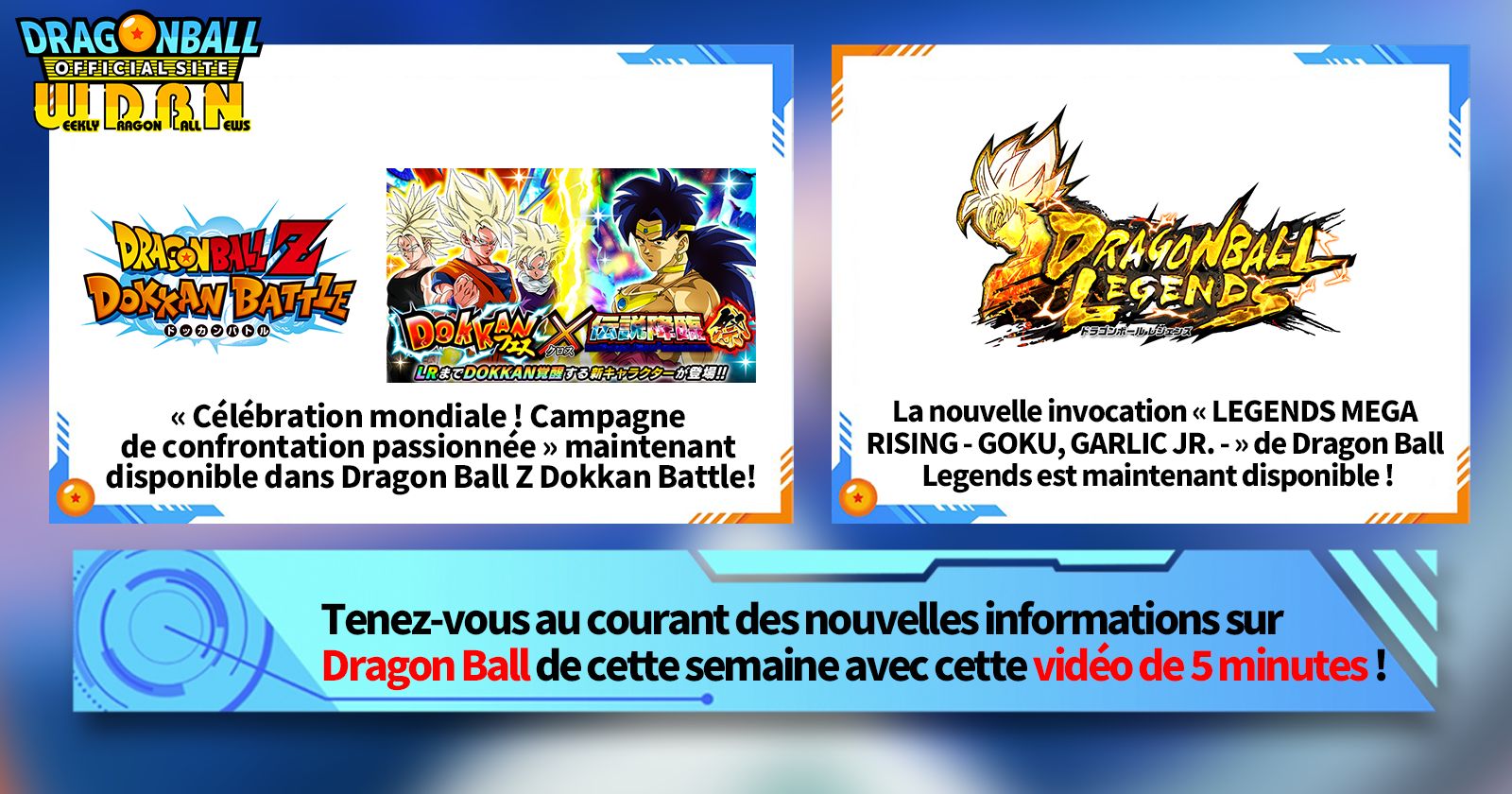  [2 septembre] Diffusion Nouvelles hebdomadaires Dragon Ball !