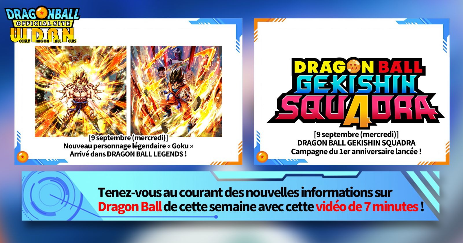 [14 septembre] Bulletin Nouvelles hebdomadaires Dragon Ball !