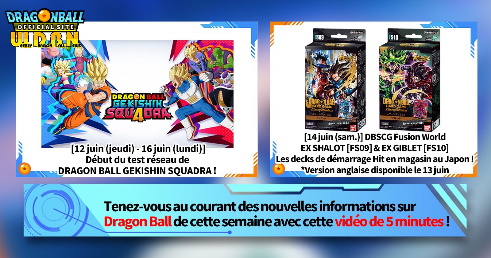 [9 juin] Diffusion Nouvelles hebdomadaires Dragon Ball !
