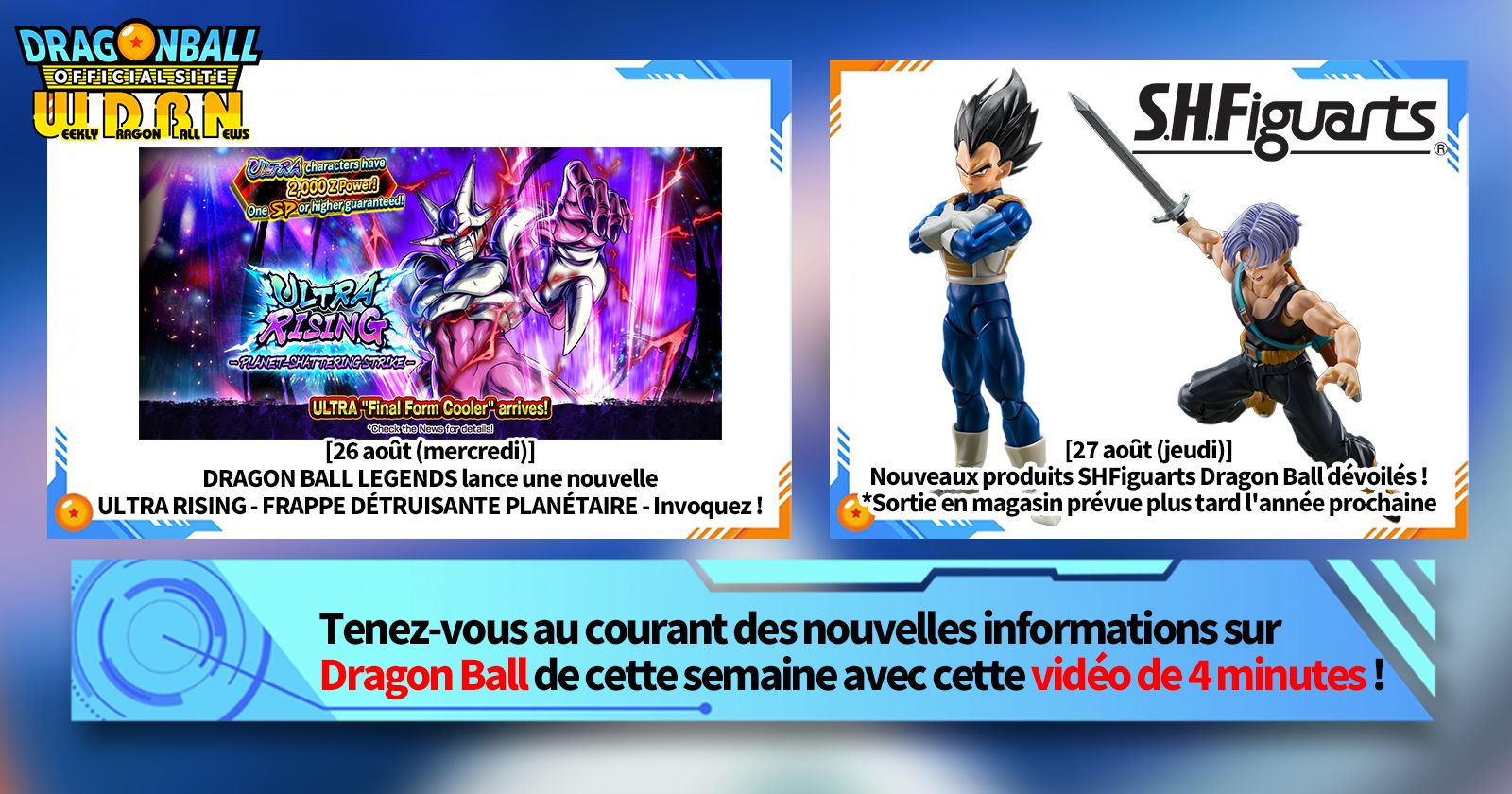 [31 août] Bulletin Nouvelles hebdomadaires Dragon Ball !