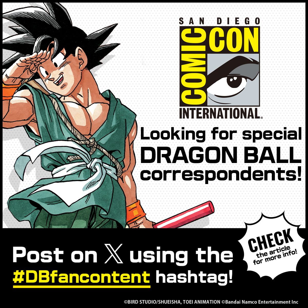 À la recherche de correspondants spéciaux pour le Comic-Con International : San Diego ! Postez simplement sur X en utilisant le hashtag # DBfancontent pour participer !